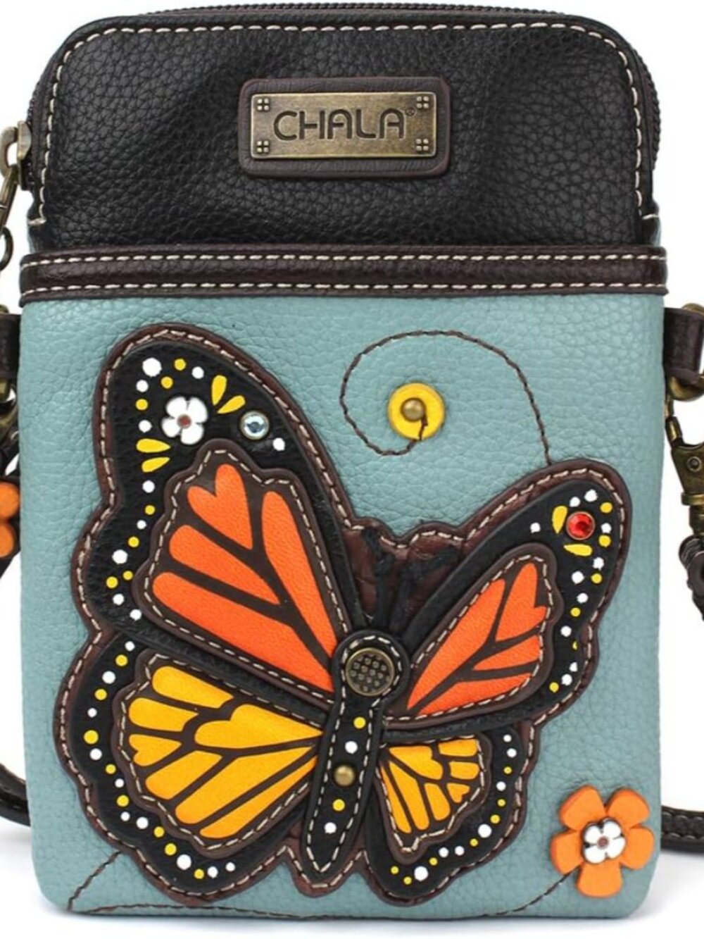 Garden Animal Collection Cell Phone Crossbody Purse-Women PU Leather/Canvas Mult